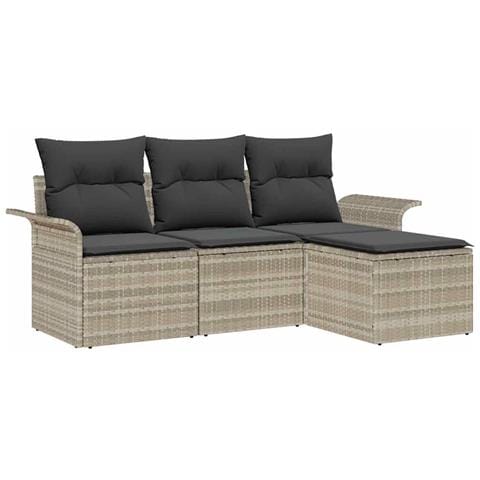 Set Divano da Giardino 4 pcs Grigio chiaro Poly Rattan - Foto 1