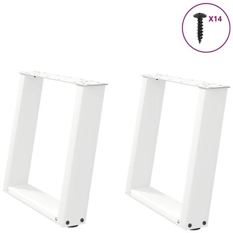 Gambe per Tavolino da Caffè a Forma di U 2 pz Bianche 50x(42-43) cm Acciaio - Foto 1