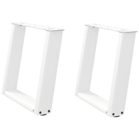 Gambe per Tavolino da Caffè a Forma di U 2 pz Bianche 50x(42-43) cm Acciaio - Foto 2
