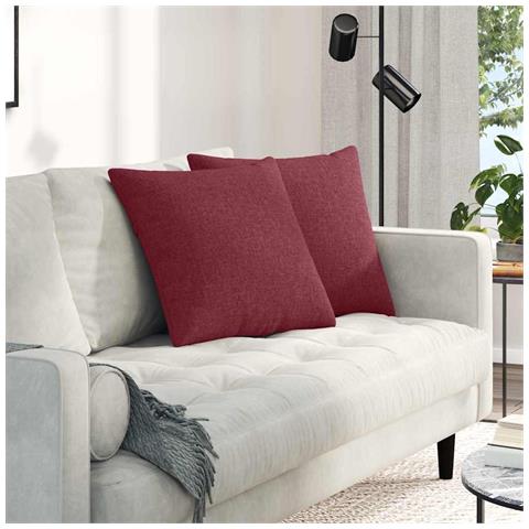 Cuscini da Divano 2 pcs Rosso Vino 50 x 50 cm Tessuto - Foto 2