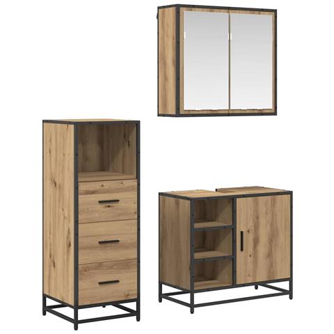 Set di mobili per il bagno con porta 3 pcs Rovere artigianale - Foto 1