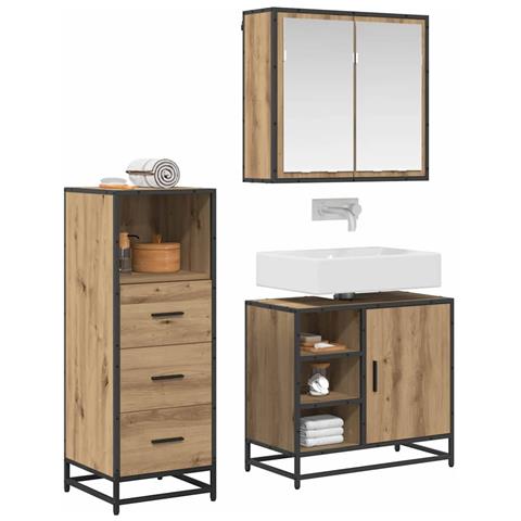 Set di mobili per il bagno con porta 3 pcs Rovere artigianale - Foto 2