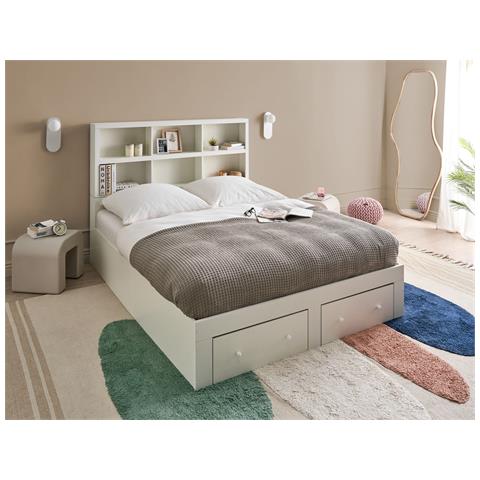 Letto Con Cassetti Contenitori Tarare 160 X 200 Cm Bianco - Foto 1