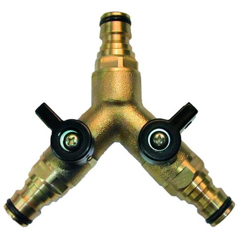 Raccordo Ottone Per Tubo Da Giardino A Y Con Valvola - Foto 1