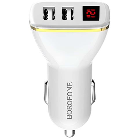 Caricatore Per Auto 2 Usb Con Display Led A Ricarica Rapida, Bianco - Foto 1