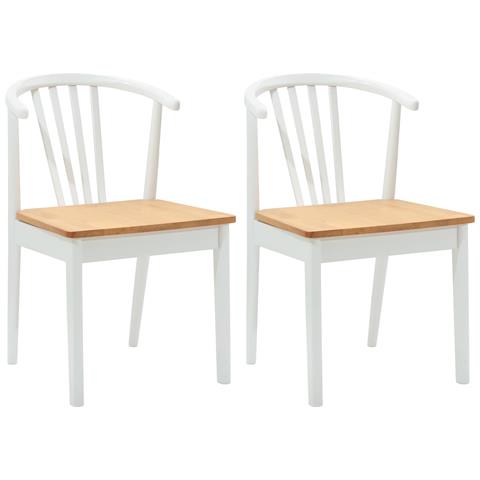 Sedia da pranzo 2 pcs bianco e naturale - Foto 1