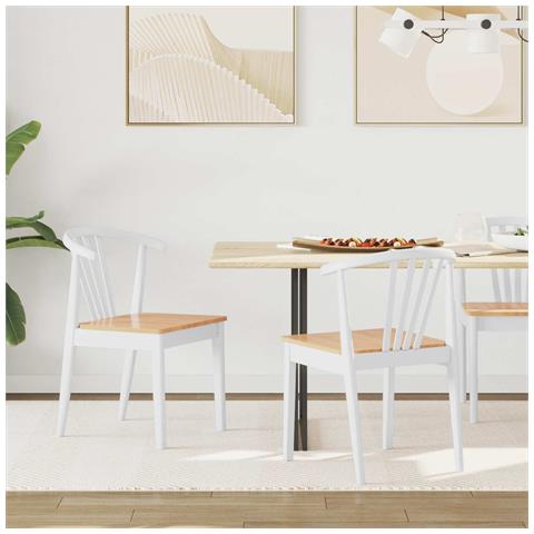 Sedia da pranzo 2 pcs bianco e naturale - Foto 2