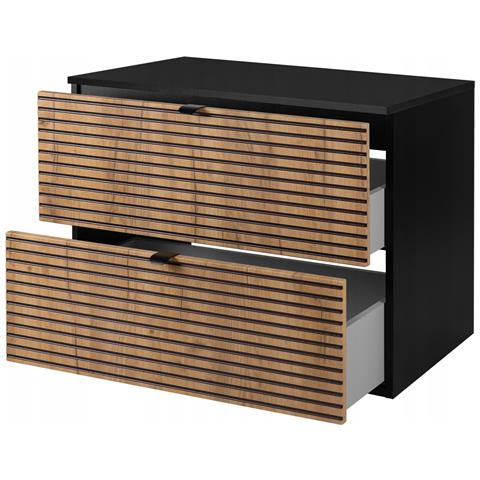 | Mobili da bagno | Marrone opaco, nero | L /A /D circa 80/57/46 cm | Mobiletto, mobile da bagno, mobile da bagno, piano nero, LOFT - Foto 2