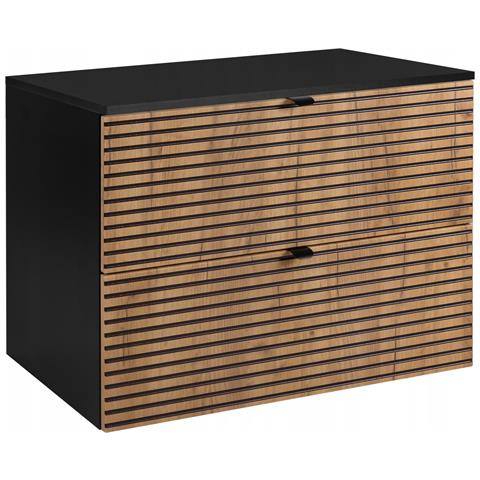 | Mobili da bagno | Marrone opaco, nero | L /A /D circa 80/57/46 cm | Mobiletto, mobile da bagno, mobile da bagno, piano nero, LOFT - Foto 1