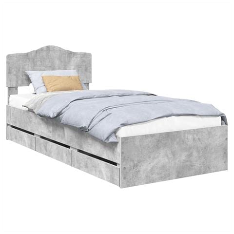 Struttura del letto con cassetto Grigio cemento 75 x 190 cm - Foto 1