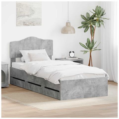 Struttura del letto con cassetto Grigio cemento 75 x 190 cm - Foto 2