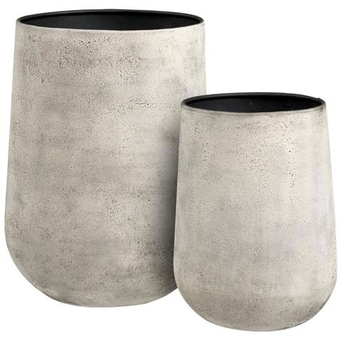 Set 2 Vasi Decorativi In Metallo Beige Anticato Vikasa Home - Foto 1