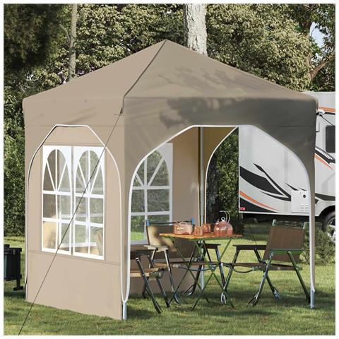 Tenda per feste a pop-up 192 x 192 x 245 cm Crema - Foto 2