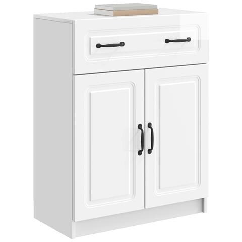 Credenza Bianco Lucido 66 x 34,5 x 87 cm Legno ingegnerizzato - Foto 2