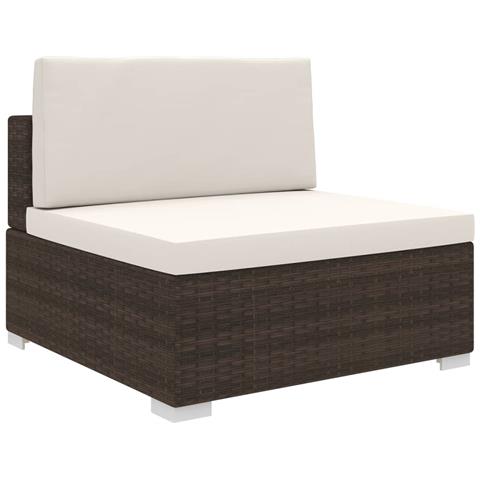 Seduta Centrale Modulare con Cuscini in Polyrattan Marrone - Foto 1