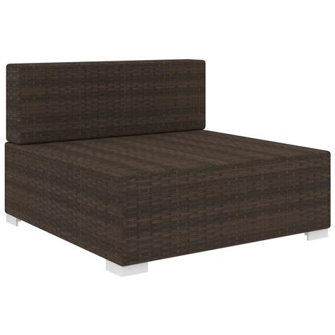 Seduta Centrale Modulare con Cuscini in Polyrattan Marrone - Foto 2