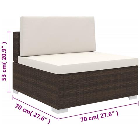 Seduta Centrale Modulare con Cuscini in Polyrattan Marrone - Foto 5