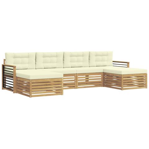 Set divani 6 pcs Bianco e Crema Legno di Acacia Massello - Foto 1