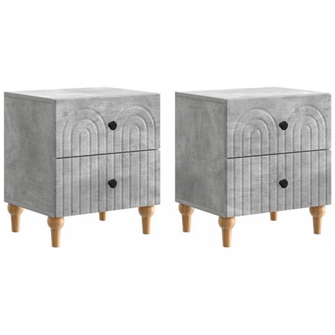 Armadio da Notte 2 pcs Grigio Cemento 43 x 34,5 x 48 cm - Foto 1