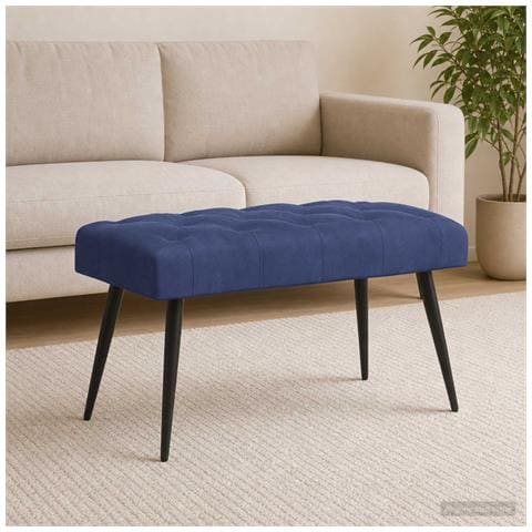 Panchina con bottoni imbottiti Blu Polizia 80 x 40 x 46 cm - Foto 2