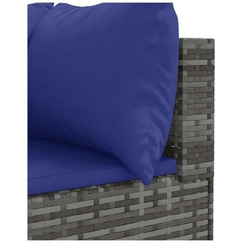 Set Divani da Giardino 6 pz con Cuscini in Polyrattan Grigio - Foto 9