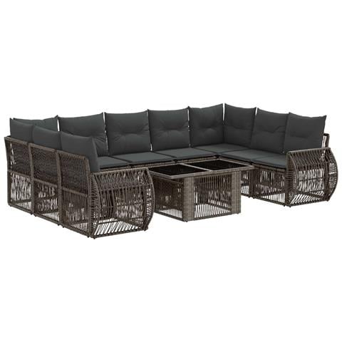 Set Divano da Giardino 10 pz Grigio e Grigio Scuro polyrattan - Foto 1