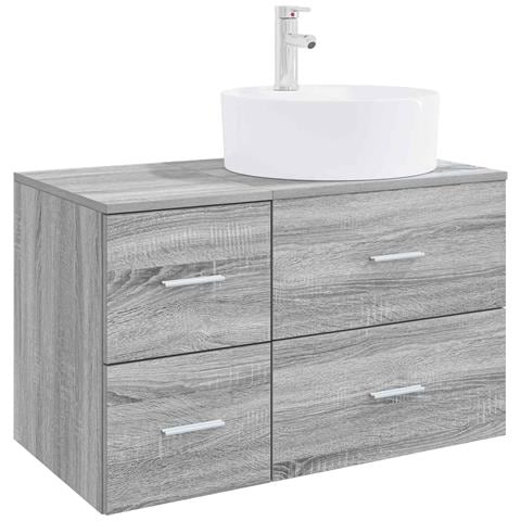 Set di mobili per il bagno 2 pz Sonoma grigio - Foto 1