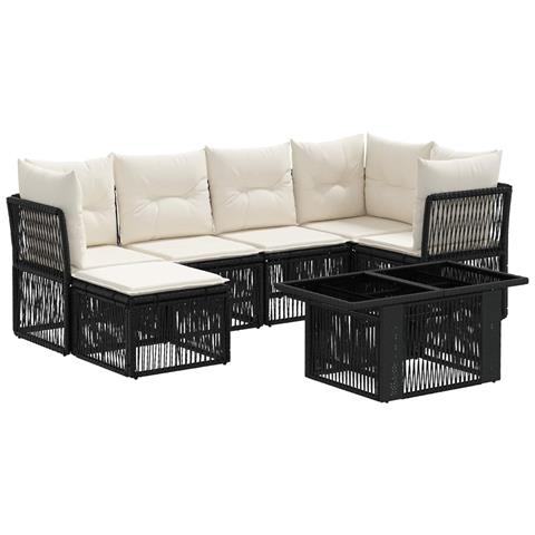 Set Divano da Giardino 7 pz Nero polyrattan - Foto 1