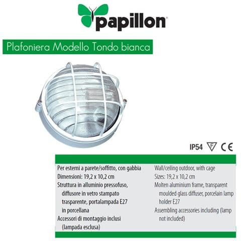 Plafoniera bianca esterno attacco a soffito o parete E27 cm 19,2 x 10,2 H - Foto 2