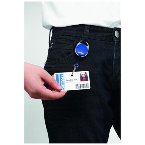 Chiocciola Yo-yo Style Ovale Gancio Filo Retrattile 80cm Moschettone Blu - Foto 1