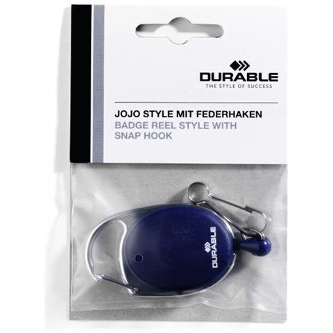 Chiocciola Yo-yo Style Ovale Gancio Filo Retrattile 80cm Moschettone Blu - Foto 2