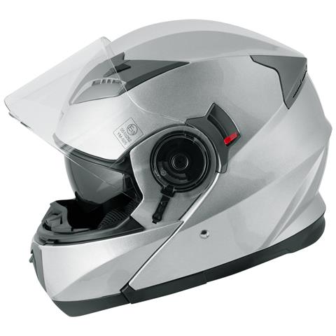 Casco Modulare Apribile Moto Touring Sport Visiera Parasole Argento S - Foto 2