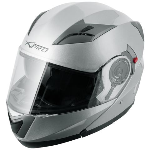 Casco Modulare Apribile Moto Touring Sport Visiera Parasole Argento S - Foto 5