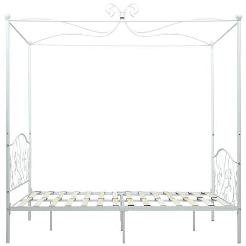 Letto A Baldacchino Bianco In Metallo 140x200 Cm - Foto 2