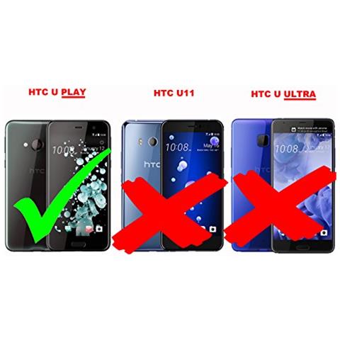 Custodia Compatibile Con Htc U Play In Rosso Mela - Coperchio Protettivo In Design Flip Con Chiusura Magnetica - Foto 2