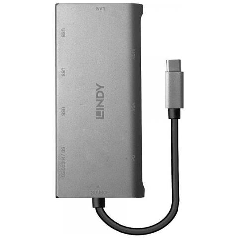 Mini Docking Station Per Laptop Usb 3.1 Tipo C - Hdmi, Vga, Pd 3.0 100w, Usb 3.1, Gigabit, Sd, Micro Sd, Audio - Foto 2