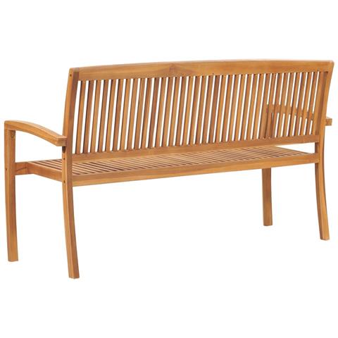 Panchina Da Giardino Impilabile E Cuscino 159cm Teak Massello - Foto 10