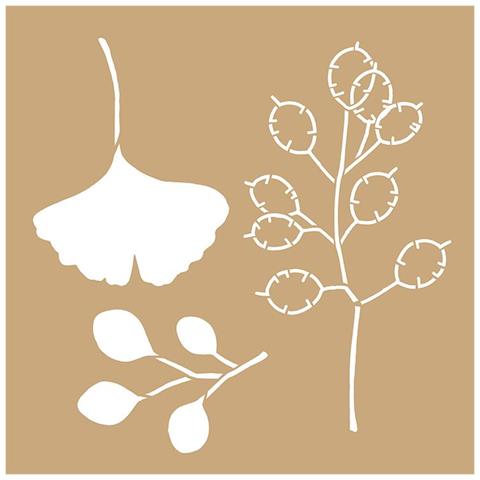 2 Stencil Kraft Ginkgo Biloba E Natura 20 X 20 Cm - Foto 1
