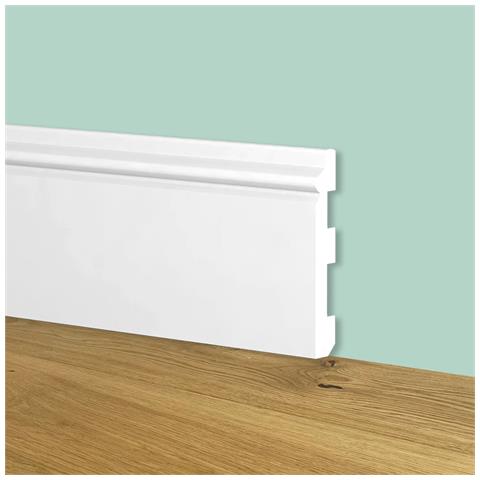 84ml Bancale Di Battiscopa Zoccolino Bianco Mod. Etnico 80x13x2000mm In Polimeri - Polistrutturato - Foto 1