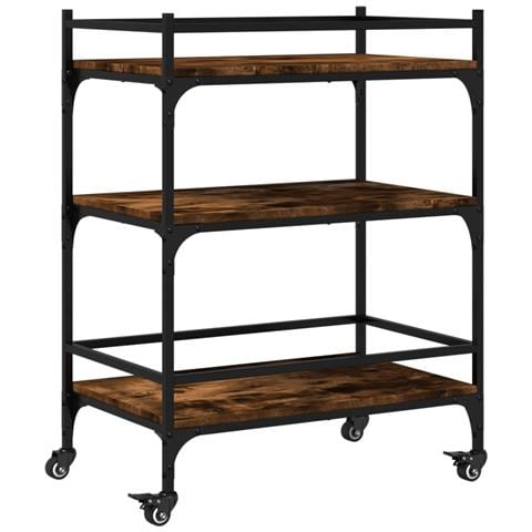 Carrello Da Cucina Rovere Fumo 65x40x86,5 Cm Legno Multistrato - Foto 2