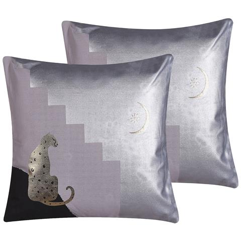 Set Di 2 Cuscini Digitalis Cotone 45 X 45 Cm Grigio Trama Astratta - Foto 2