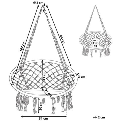 Sedia Sospesa Da Fissare Al Soffitto Gabella Cotone Bianco - Foto 2