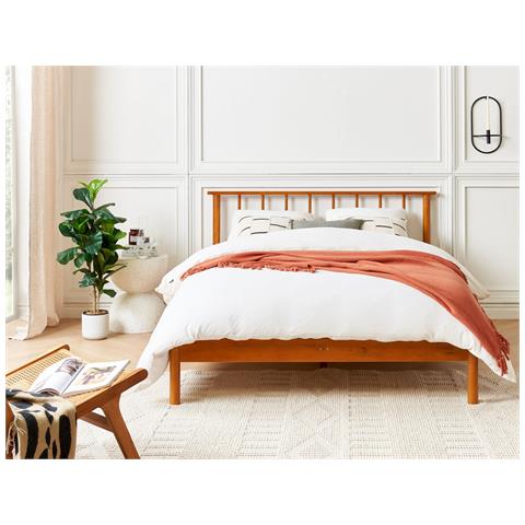 Letto Legno Di Pino Barret 140 X 200 Cm Marrone - Foto 1