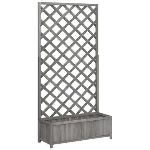 Fioriera Con Traliccio Grigia In Legno Massello Di Abete - Foto 2