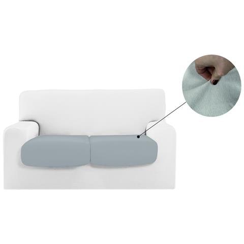 Copridivano Copriseduta Sofà Elasticizzato Tinta Unita Smile Tessuto Millerighe Seduta 4 Posti Grigio Sassi - Foto 1