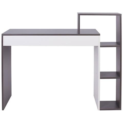 Scrivania Libreria 4 Ripiani Tavolo Porta Pc Computer Legno Casa Ufficio Grigio - Foto 5