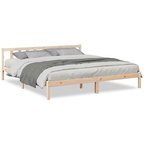 Letto Extra Lungo Senza Materasso 200x210 Cm In Legno Di Pino - Foto 2