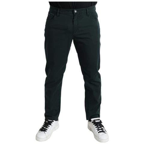 Jeans Skinny Da Uomo In Denim Elasticizzato In Cotone Verde - It52 - L - Foto 1
