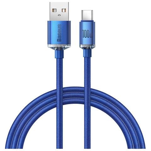 Cavo Di Ricarica E Sincronizzazione Da Usb-c A Usb-a Serie 100w Crystal Shine 1,2 M, Blu - Foto 1