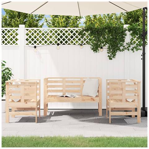 Set Salotto da Giardino 3 pz in Legno Massello di Pino - Foto 2